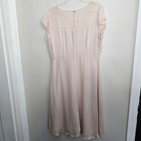 Boden Pink Sheer Elegant Pleated Midi Cap Sleeve Dress Size 6L - Picture 7 of 11